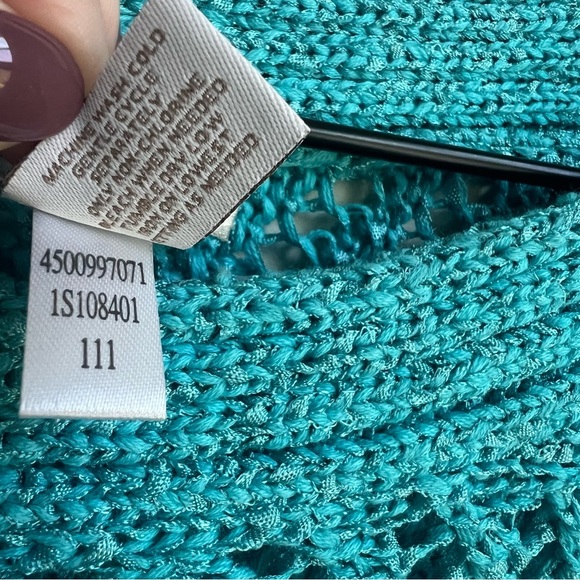 Chicos Riviera Pullover Fine Open Stitch Sweater Amazonite XL 16 Lagenlook beach - Picture 8 of 13